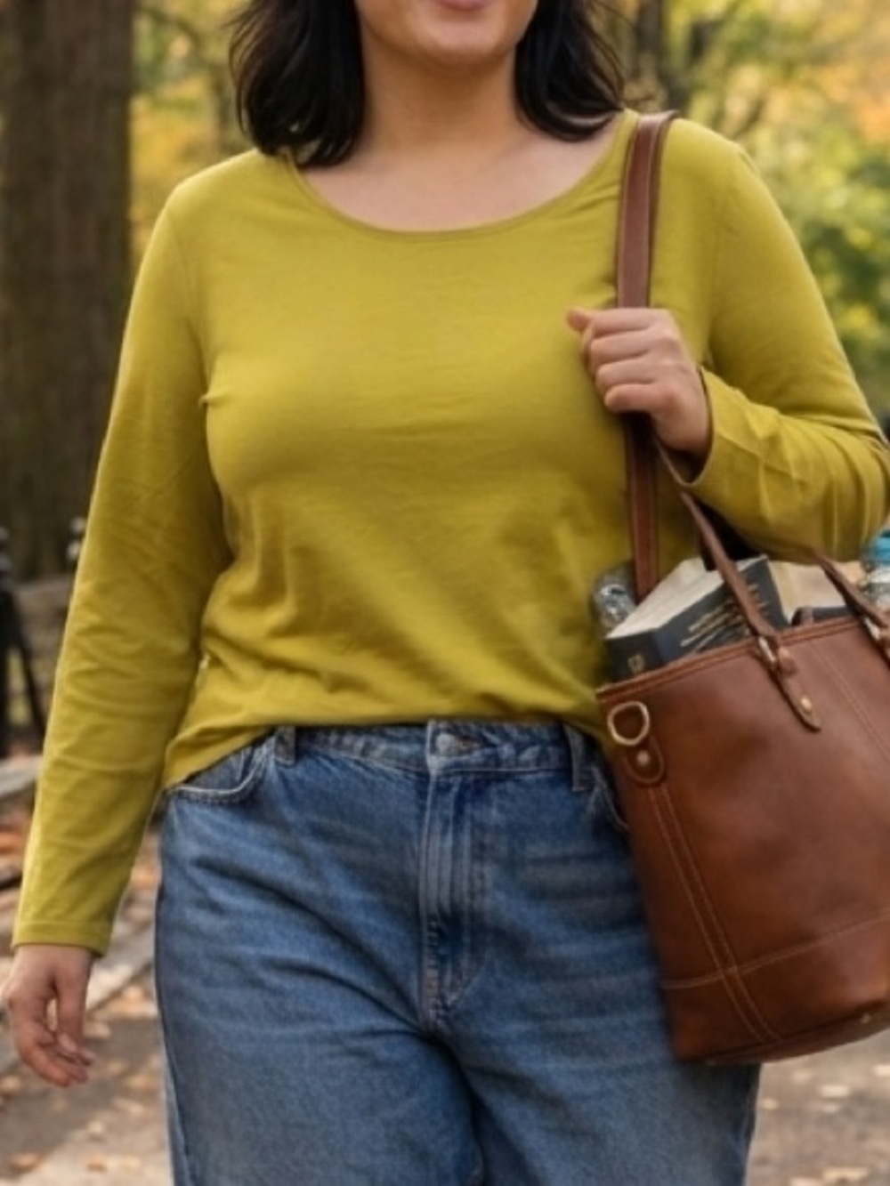 Lane Bryant Modern Fit Chartreuse Green Long Sleeve Cotton Blend Top 18/20W
